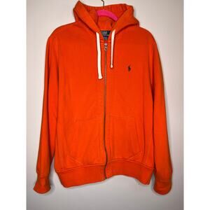 2000s Y2K Polo Ralph Lauren Orange Thick Thermal Quiet Luxury Hooded Jacket L